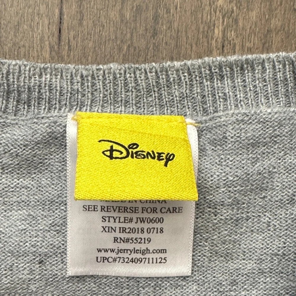 Disney Mickey Mouse Gray Knit Sweater XS Crewneck Graphic Pullover Cozy